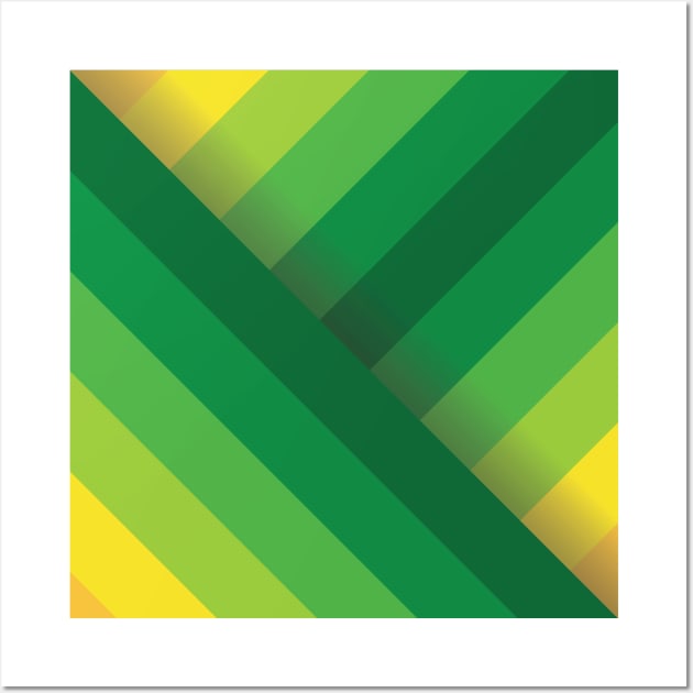 Green Diagonal Stripes Wall Art by designminds1